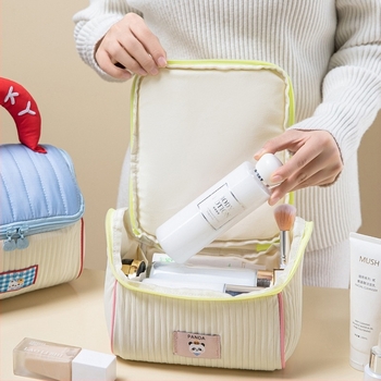 Geantă cosmetică drăguță pentru casă, geantă de depozitare portabilă moale, capacitate mare, geantă de călătorie de înaltă frumusețe, geantă de spălat portabilă