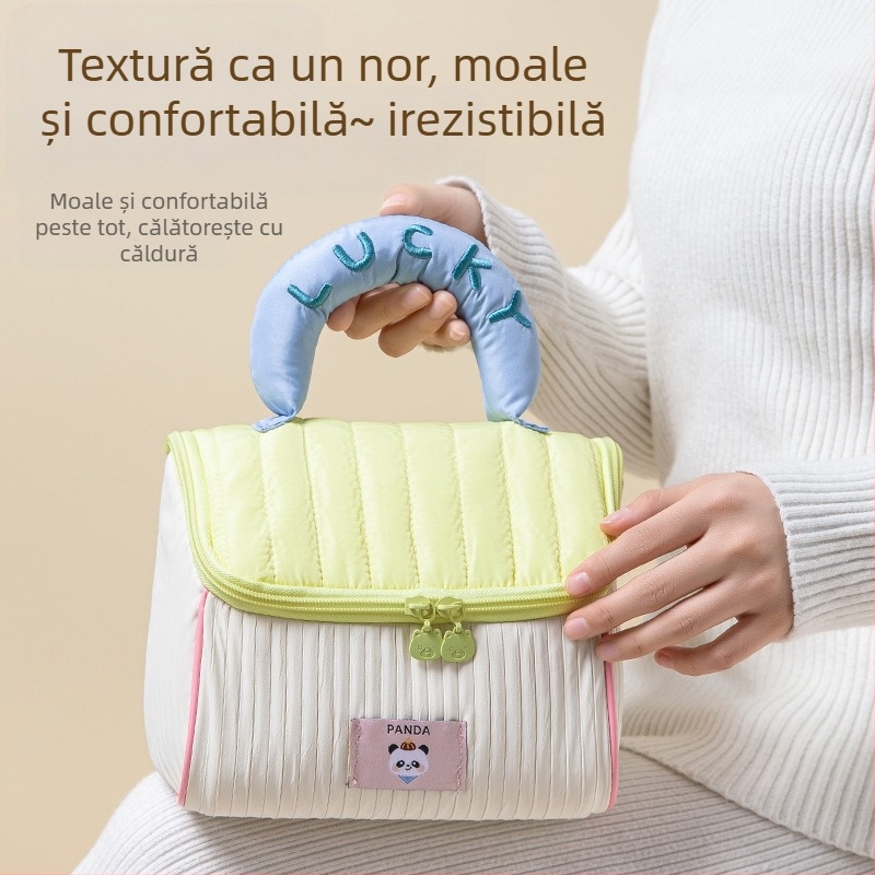 Geantă cosmetică drăguță pentru casă, geantă de depozitare portabilă moale, capacitate mare, geantă de călătorie de înaltă frumusețe, geantă de spălat portabilă