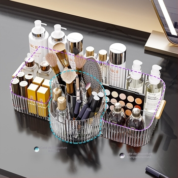 Cutie rotativă pentru depozitarea cosmeticelor, cutie transparentă pentru depozitarea pe desktop, cutie de depozitare transparentă pentru parfumuri și îngrijirea pielii, tip raft de depozitare pentru birou, tip raft de mare capacitate