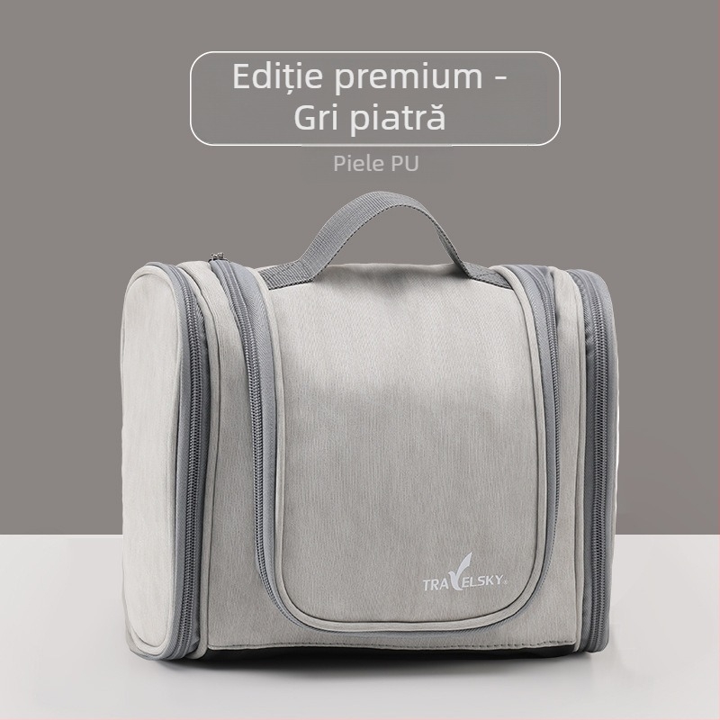 Geantă mare de toaletă și machiaj din piele PU, geantă de depozitare multistrat impermeabilă pentru bărbați, călătorie, cu cârlig, en-gros, impermeabilă și sigilată