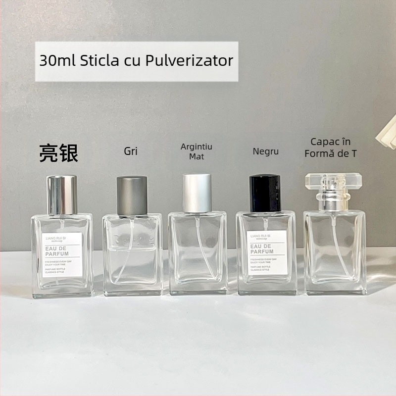 Sticlă de parfum 30ml elegantă portabilă cosmetică sticlă sticlă lemn capac presă Spray transparentă sticlă de parfum sticlă goală