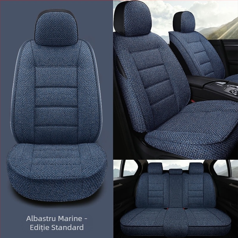 Pernă pentru scaun auto, universală pentru toate anotimpurile, husă de scaun all-inclusive nouă de vară, pernă pentru scaun auto din material textil de in, husă pentru scaun complet înconjurată