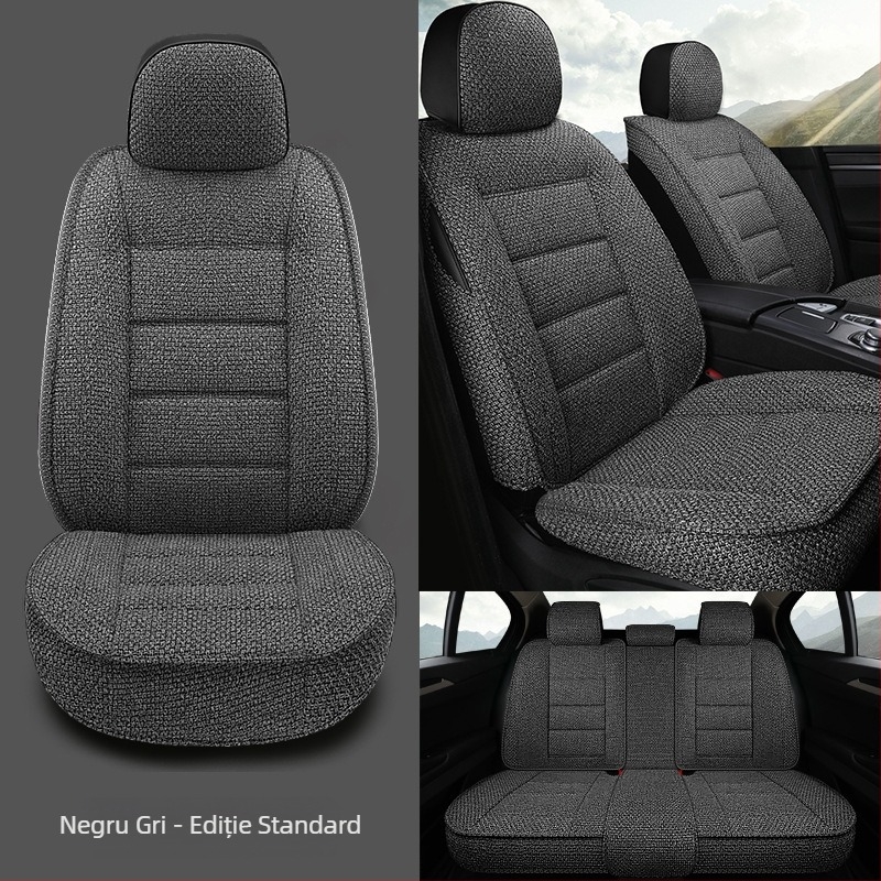 Pernă pentru scaun auto, universală pentru toate anotimpurile, husă de scaun all-inclusive nouă de vară, pernă pentru scaun auto din material textil de in, husă pentru scaun complet înconjurată