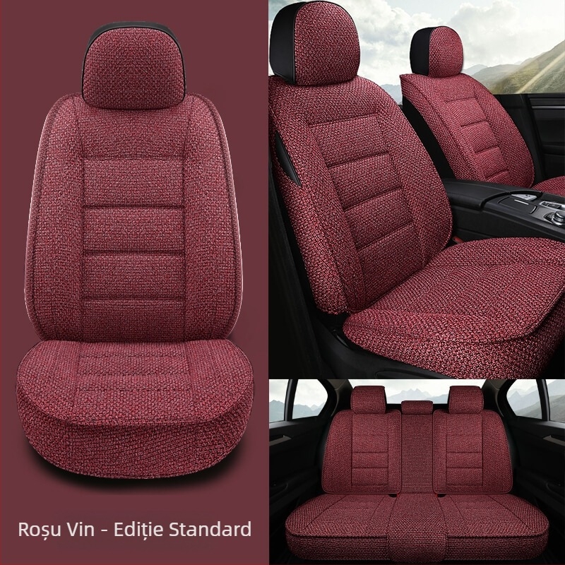 Pernă pentru scaun auto, universală pentru toate anotimpurile, husă de scaun all-inclusive nouă de vară, pernă pentru scaun auto din material textil de in, husă pentru scaun complet înconjurată