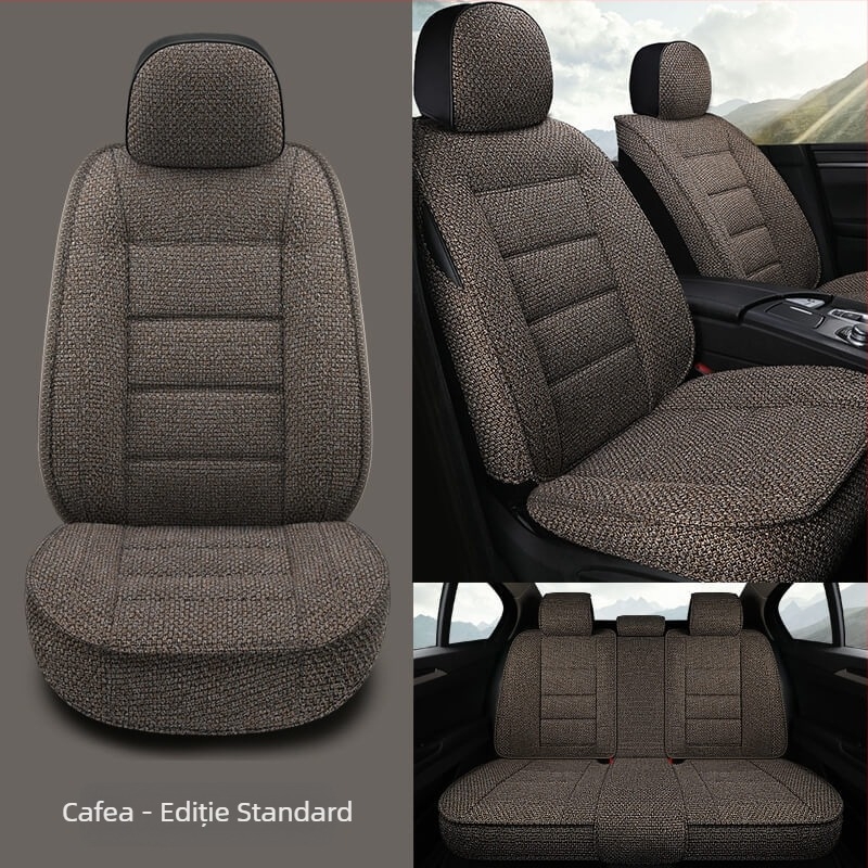 Pernă pentru scaun auto, universală pentru toate anotimpurile, husă de scaun all-inclusive nouă de vară, pernă pentru scaun auto din material textil de in, husă pentru scaun complet înconjurată