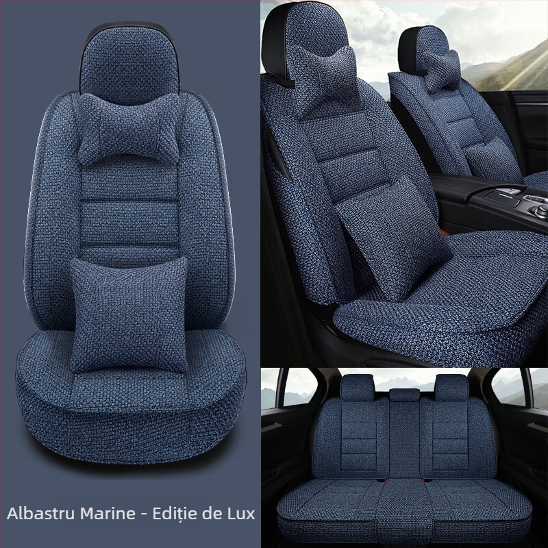 Pernă pentru scaun auto, universală pentru toate anotimpurile, husă de scaun all-inclusive nouă de vară, pernă pentru scaun auto din material textil de in, husă pentru scaun complet înconjurată