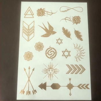 Autocolante noi pentru tatuaje bronzante simple, potrivite pentru simularea transferului de apă, transfrontaliere europene și americane, în stoc, autocolante pentru petreceri pe plaja aurie