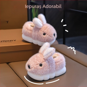 Papuci de casă pentru copii, papuci de iarnă antiderapanți, cu fund moale, pentru fete, prințesă, din bumbac, pentru copii