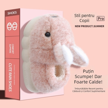 Papuci de casă pentru copii, papuci de iarnă antiderapanți, cu fund moale, pentru fete, prințesă, din bumbac, pentru copii