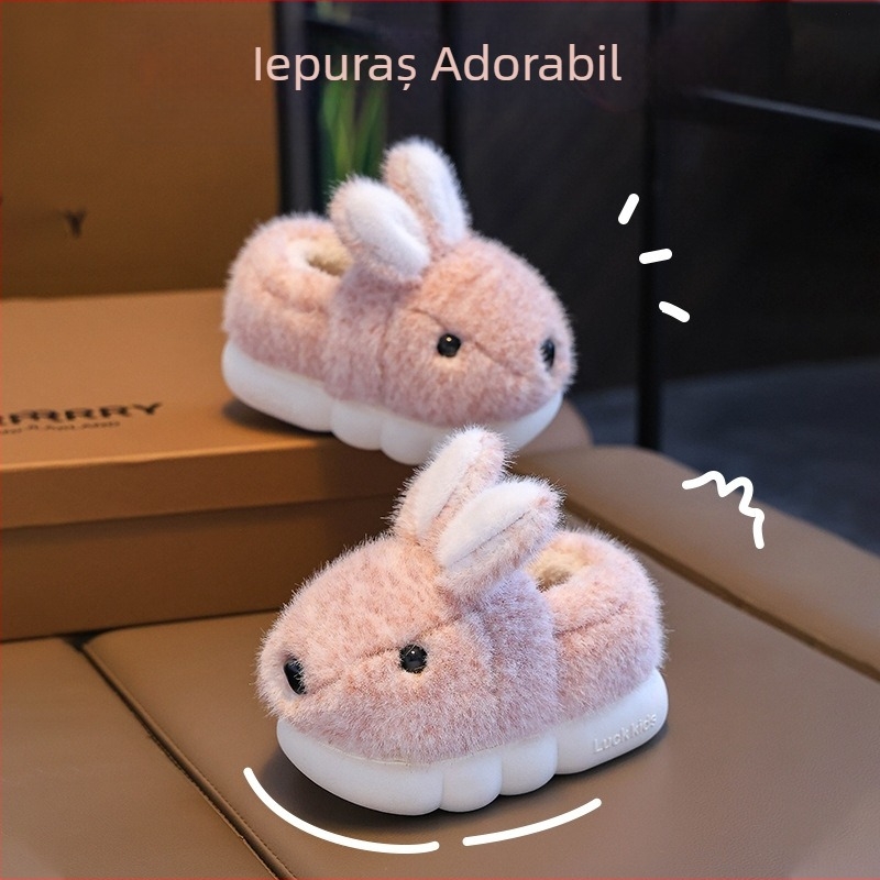 Papuci de casă pentru copii, papuci de iarnă antiderapanți, cu fund moale, pentru fete, prințesă, din bumbac, pentru copii
