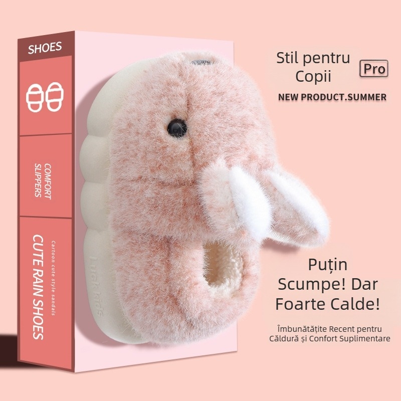 Papuci de casă pentru copii, papuci de iarnă antiderapanți, cu fund moale, pentru fete, prințesă, din bumbac, pentru copii