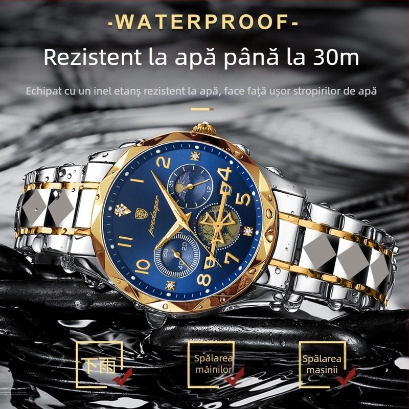 POEDAGAR elvețian brand multifuncțional nou bărbătesc ceas impermeabil luminos cuarț la modă comerț exterior 972