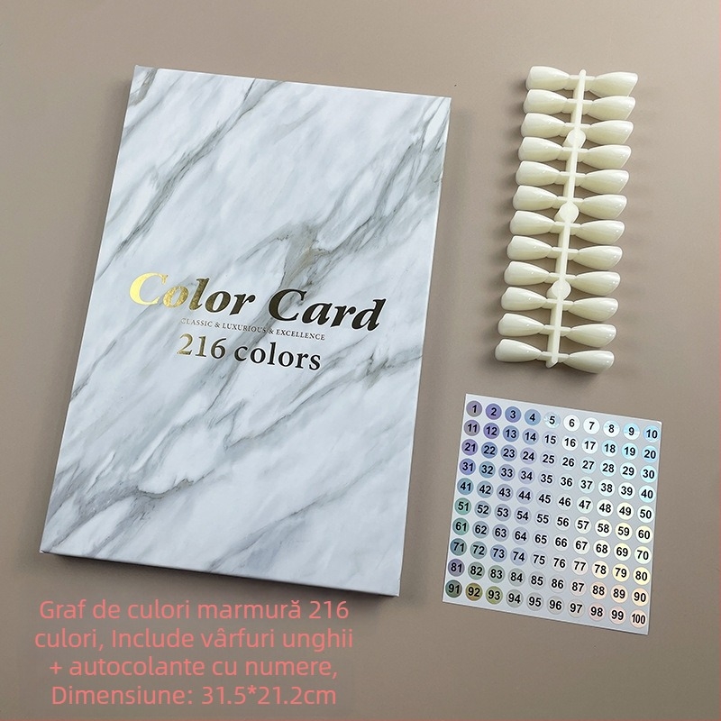 Placă de culori din marmură pentru manichiură, vânzare transfrontalieră, afișaj simplu cu card de culori, afișaj cu lipici pentru ojă, placă de afișare cu mostre