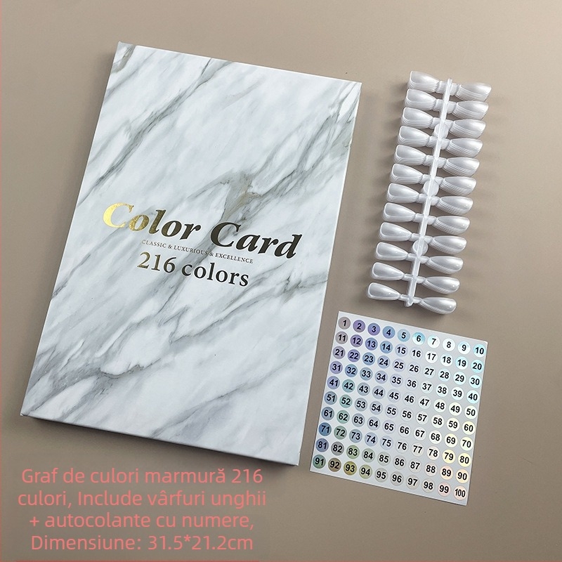 Placă de culori din marmură pentru manichiură, vânzare transfrontalieră, afișaj simplu cu card de culori, afișaj cu lipici pentru ojă, placă de afișare cu mostre