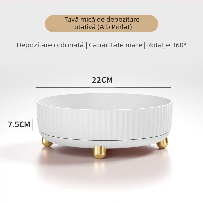 Cutie rotativă pentru depozitarea cosmeticelor, raft de depozitare pentru produse de îngrijire a pielii la 360 de grade, tavă de depozitare pentru masă de toaletă, cutie rotativă de depozitare