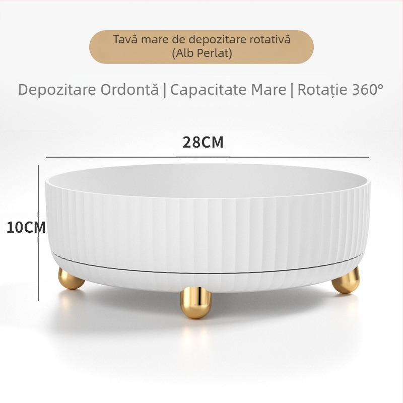 Cutie rotativă pentru depozitarea cosmeticelor, raft de depozitare pentru produse de îngrijire a pielii la 360 de grade, tavă de depozitare pentru masă de toaletă, cutie rotativă de depozitare