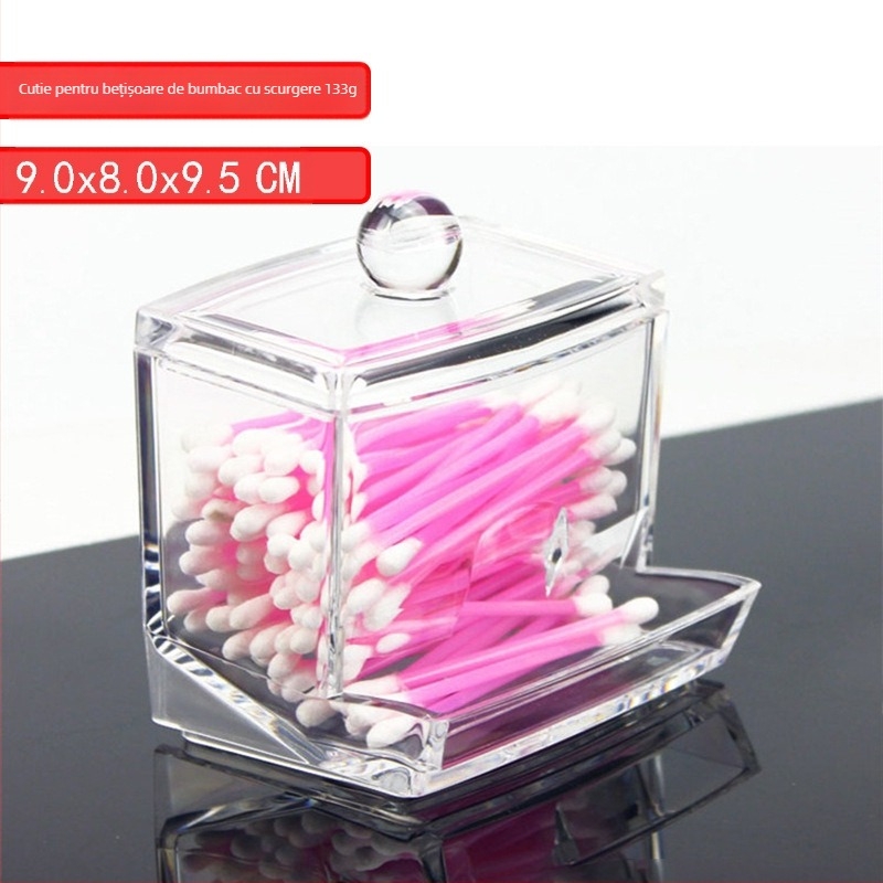 Cutie de depozitare transparentă creativă pentru bețișoare de bumbac, cutie de depozitare pentru machiaj, rezistentă la praf, acril cristalin, cutie de depozitare pentru bețișoare de bumbac, organizator de cosmetice