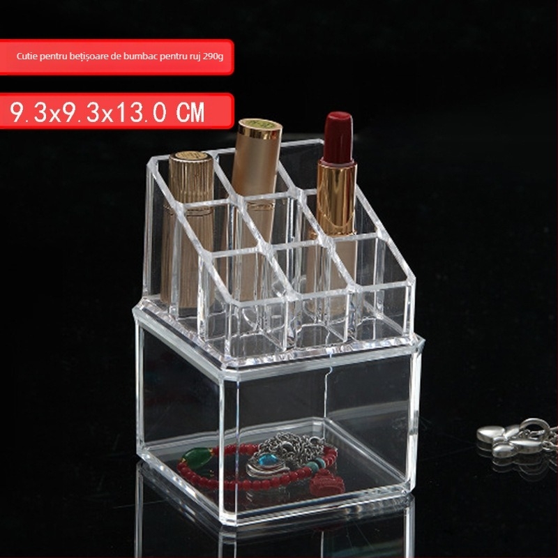 Cutie de depozitare transparentă creativă pentru bețișoare de bumbac, cutie de depozitare pentru machiaj, rezistentă la praf, acril cristalin, cutie de depozitare pentru bețișoare de bumbac, organizator de cosmetice