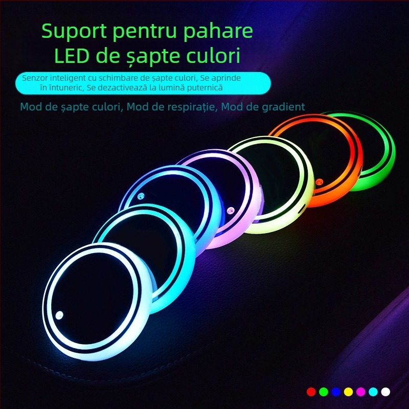 Covoraș auto luminos colorat cu LED-uri, covoraș interior antiderapant, lumină atmosferică decorativă cu inducție automată pentru mașină
