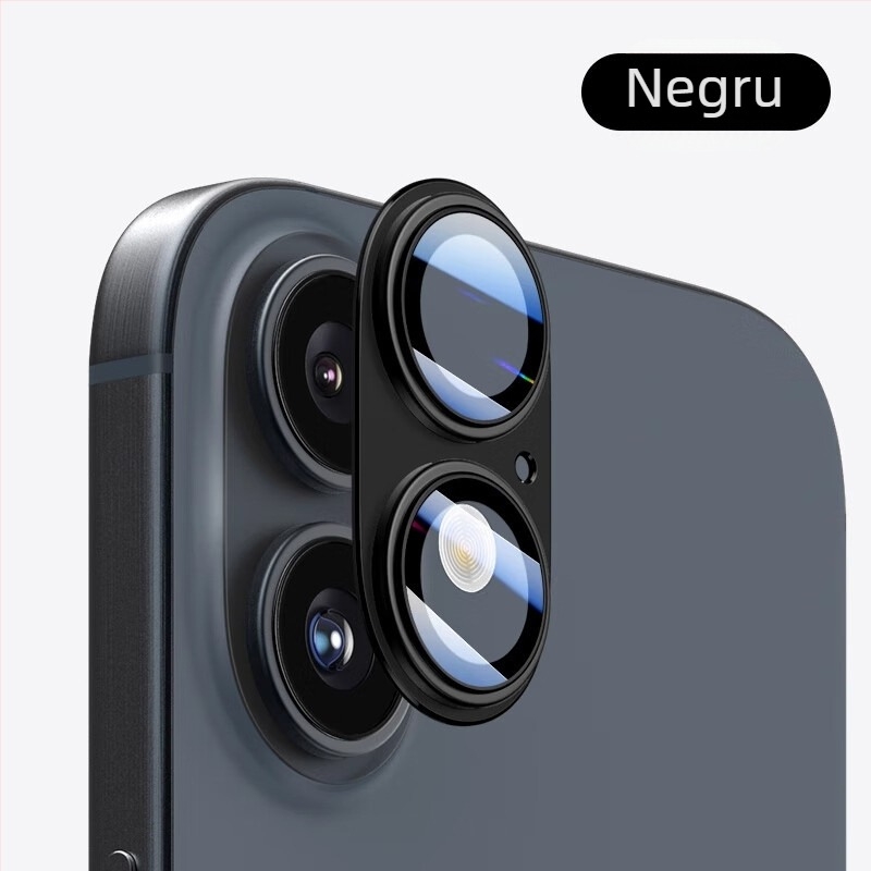 Folie de lentilă Apple 16Promax, autocolant pentru camera spate a iPhone 16, plus inel metalic pentru lentilă, folie cu acoperire completă