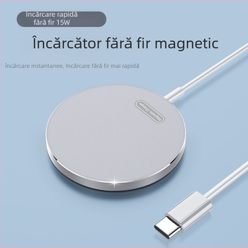 Încărcător wireless transfrontalier cu aspirație magnetică Magsafe 15W, încărcare rapidă, potrivit pentru telefoane mobile și ceasuri cu carcasă din aliaj de aluminiu, încărcare wireless