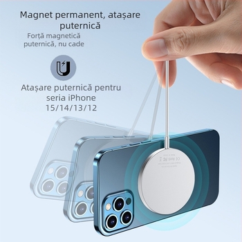Încărcător wireless transfrontalier cu aspirație magnetică Magsafe 15W, încărcare rapidă, potrivit pentru telefoane mobile și ceasuri cu carcasă din aliaj de aluminiu, încărcare wireless