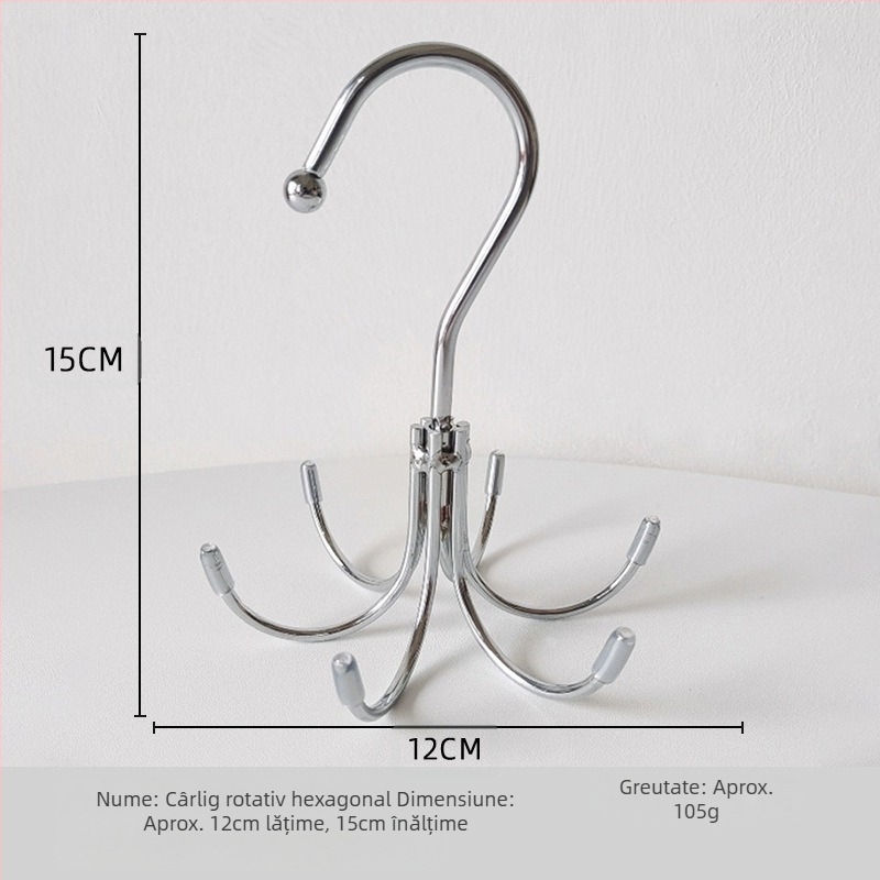 Cârlig cu șase gheare, umeraș multifuncțional de uz casnic, depozitare lenjerie intimă, artefact, dulap de dormitor, cârlig rotativ la 360 de grade