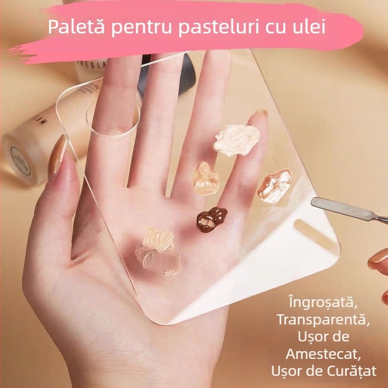 Paletă de pictură în ulei, paletă acrilică transparentă, pigment de acuarelă, student la artă, ușor de curățat, portabil, convenabil