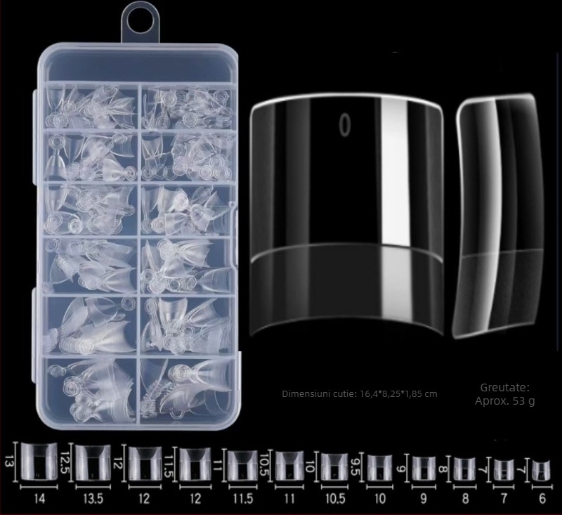 Nail Art transfrontalier Nail Art scurtă, non-șlefuire, europeană și americană, jumătate de băț, mată, deget, 600 buc, artă franceză pentru unghii