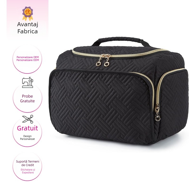 Geantă de depozitare pentru călătorii, capacitate mare, geantă de toaletă separată, pentru uz uscat și umed, geantă cosmetică matlasată, geantă de depozitare brodată, all-match, Amazon
