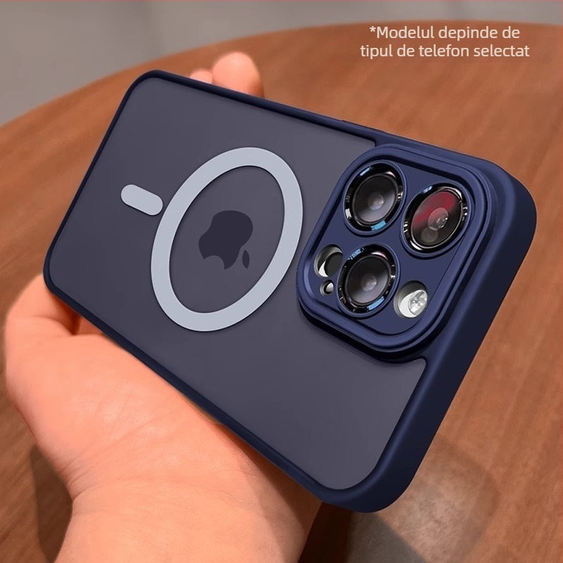 Potrivit pentru husa de telefon iPhone 17, husă de protecție magnetică transparentă mată pentru Apple 14 Pro Max, cu acoperire completă a lentilei