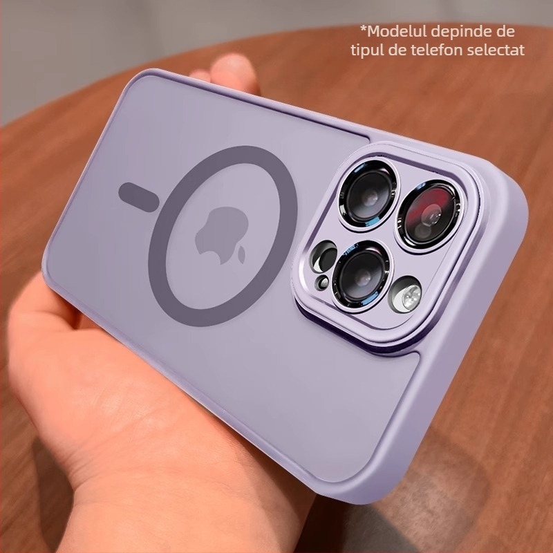 Potrivit pentru husa de telefon iPhone 17, husă de protecție magnetică transparentă mată pentru Apple 14 Pro Max, cu acoperire completă a lentilei