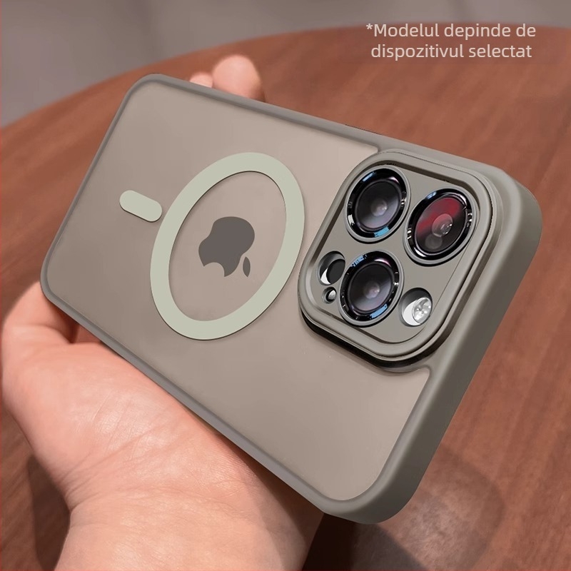 Potrivit pentru husa de telefon iPhone 17, husă de protecție magnetică transparentă mată pentru Apple 14 Pro Max, cu acoperire completă a lentilei