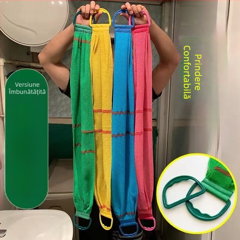 Prosop de frecat puternic pentru spate cu nisip grosier, prosop de frecat pentru spate cu bandă lungă, prosop de baie cu două fețe, prosop de frecat pentru spate, nu este nevoie să cereți ajutor pentru a îndepărta murdăria, prosop de frecat pentru spate