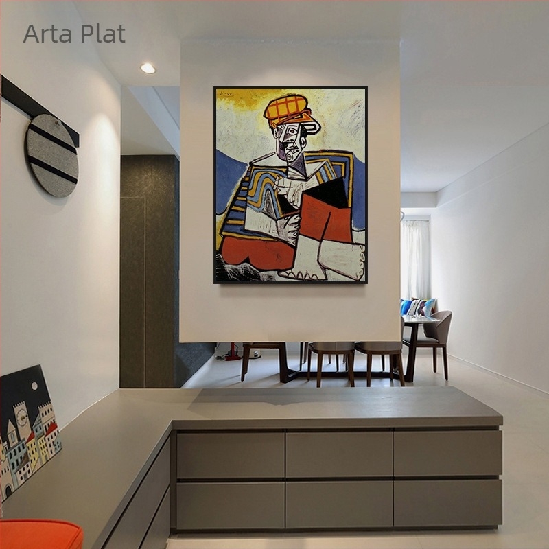 Pictură decorativă cu personaj abstract retro Picasso, living room, hotel, B&B, restaurant, maestru, pictură în ulei, artă de nișă, pictură agățată