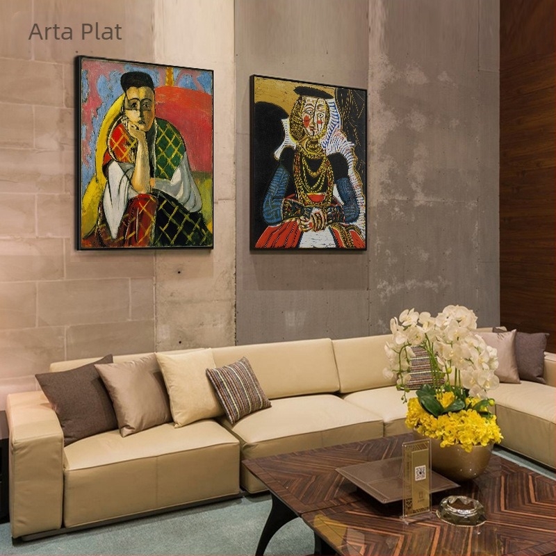 Pictură decorativă cu personaj abstract retro Picasso, living room, hotel, B&B, restaurant, maestru, pictură în ulei, artă de nișă, pictură agățată