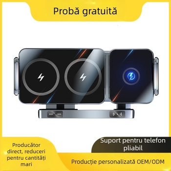 Suport auto pliabil pentru telefon mobil, cu ecran orizontal rotativ, încărcare rapidă wireless, suport pentru navigație auto, cu logo imprimat, priză de aer