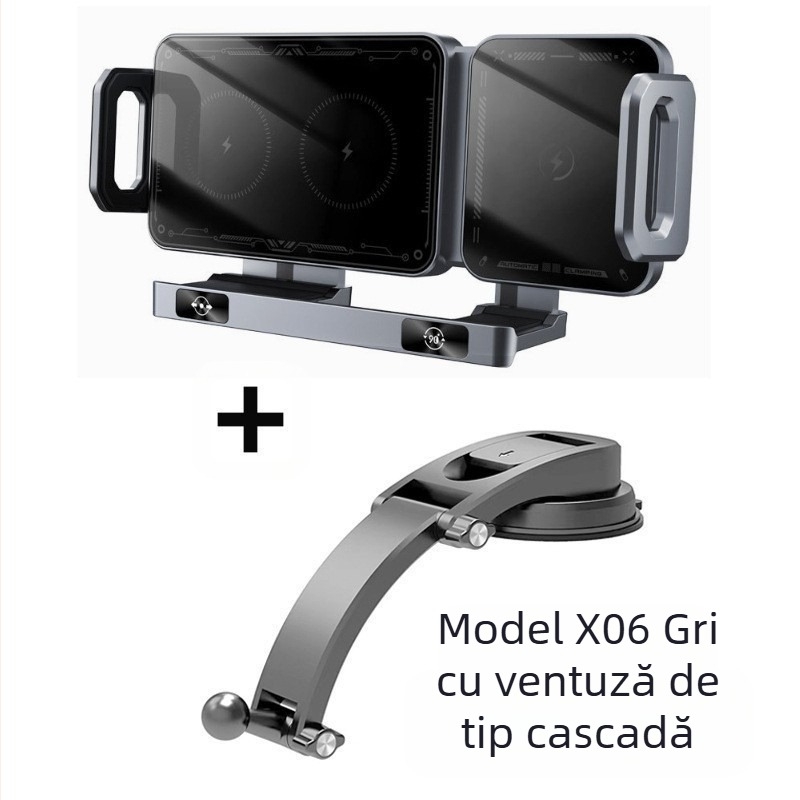 Suport auto pliabil pentru telefon mobil, cu ecran orizontal rotativ, încărcare rapidă wireless, suport pentru navigație auto, cu logo imprimat, priză de aer