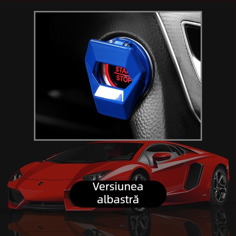 Autocolant decorativ de pornire cu un singur buton, capac protector pentru comutator de aprindere, modificare interioară auto, inel decorativ sport, cool run, mașină universală