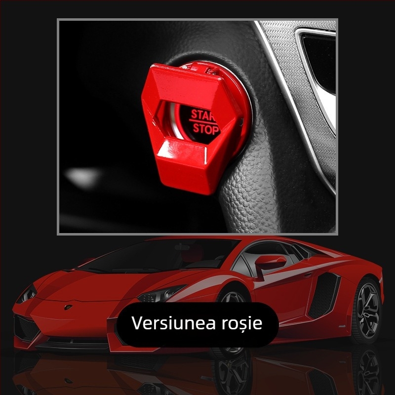 Autocolant decorativ de pornire cu un singur buton, capac protector pentru comutator de aprindere, modificare interioară auto, inel decorativ sport, cool run, mașină universală
