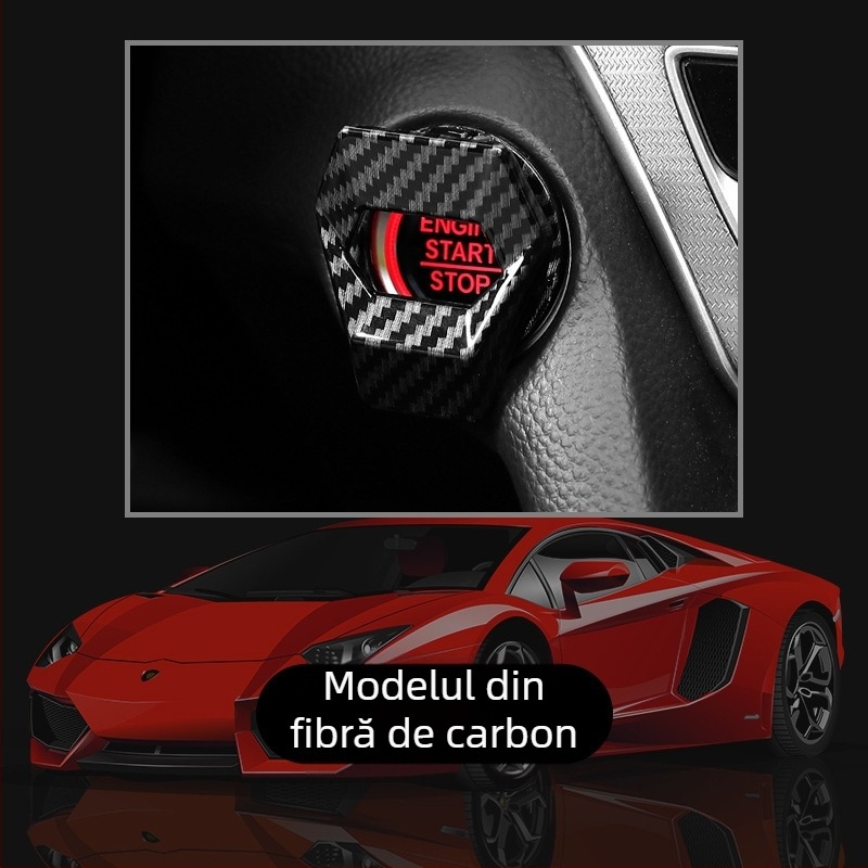 Autocolant decorativ de pornire cu un singur buton, capac protector pentru comutator de aprindere, modificare interioară auto, inel decorativ sport, cool run, mașină universală