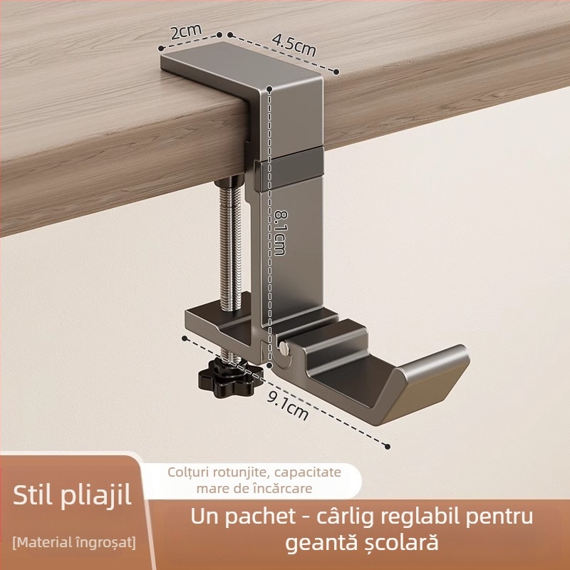 Cârlig pentru ghiozdan, birou pentru studenți, agățat lateral, ghiozdan, fără perforații, puternic, portant, pentru dormitor, birou, fără sudură, agățat, geantă artefact