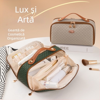 Geantă cosmetică transfrontalieră, geantă de călătorie de înaltă calitate, geantă de spălat de mare capacitate pentru femei, geantă cosmetică cu dublă deschidere, geantă de depozitare cu deschidere mare