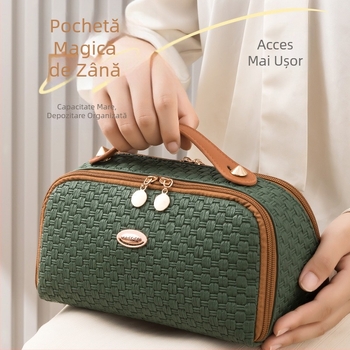 Geantă cosmetică transfrontalieră, geantă de călătorie de înaltă calitate, geantă de spălat de mare capacitate pentru femei, geantă cosmetică cu dublă deschidere, geantă de depozitare cu deschidere mare