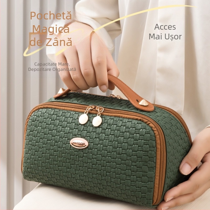 Geantă cosmetică transfrontalieră, geantă de călătorie de înaltă calitate, geantă de spălat de mare capacitate pentru femei, geantă cosmetică cu dublă deschidere, geantă de depozitare cu deschidere mare