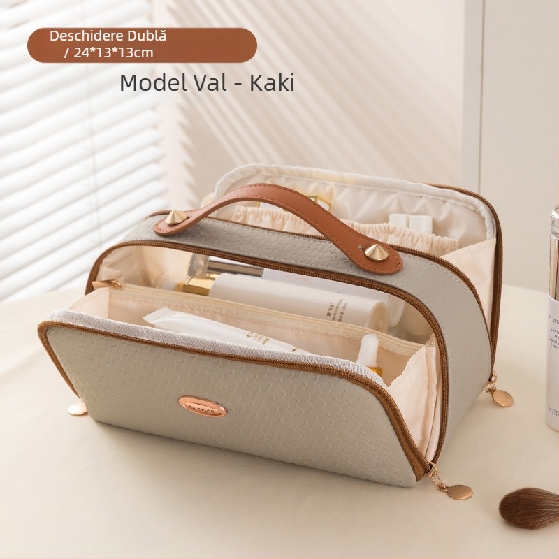 Geantă cosmetică transfrontalieră, geantă de călătorie de înaltă calitate, geantă de spălat de mare capacitate pentru femei, geantă cosmetică cu dublă deschidere, geantă de depozitare cu deschidere mare