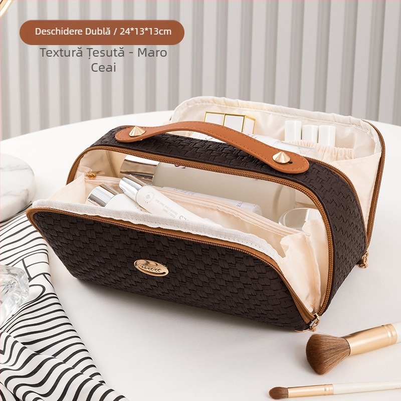 Geantă cosmetică transfrontalieră, geantă de călătorie de înaltă calitate, geantă de spălat de mare capacitate pentru femei, geantă cosmetică cu dublă deschidere, geantă de depozitare cu deschidere mare