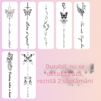 Autocolant de tatuaj pe bază de plante pentru coloana vertebrală, stil Ins, suc dulce și picant de fată, impermeabil, tatuaj de simulare semipermanent de lungă durată, simț înalt