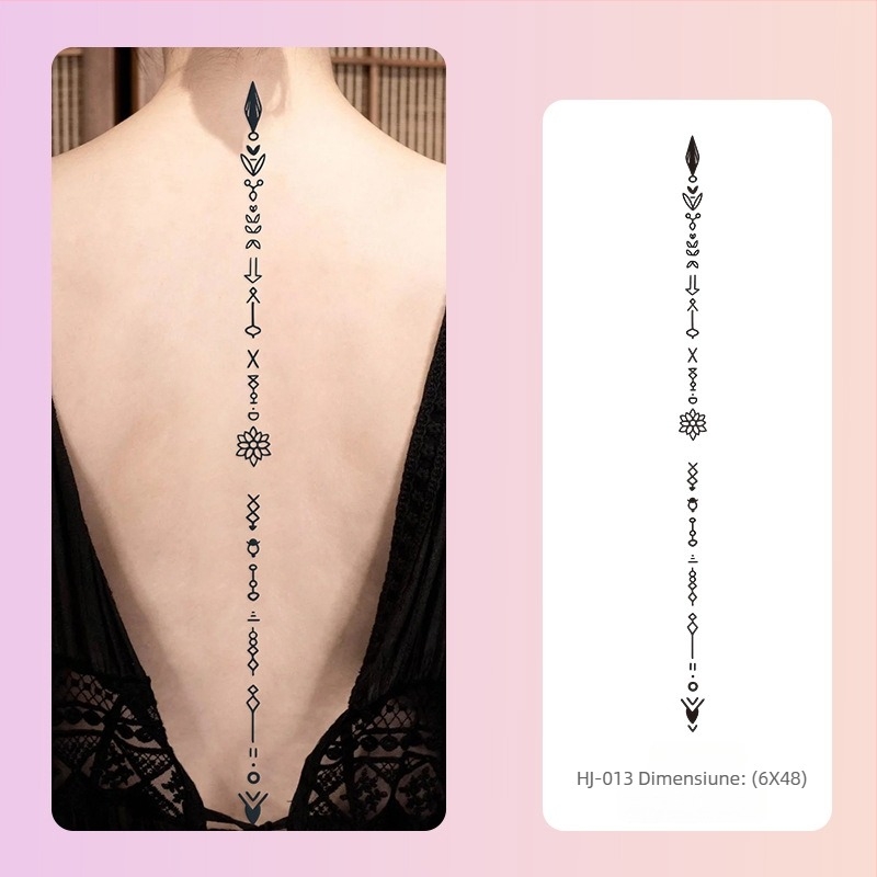 Autocolant de tatuaj pe bază de plante pentru coloana vertebrală, stil Ins, suc dulce și picant de fată, impermeabil, tatuaj de simulare semipermanent de lungă durată, simț înalt