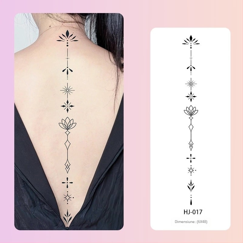 Autocolant de tatuaj pe bază de plante pentru coloana vertebrală, stil Ins, suc dulce și picant de fată, impermeabil, tatuaj de simulare semipermanent de lungă durată, simț înalt